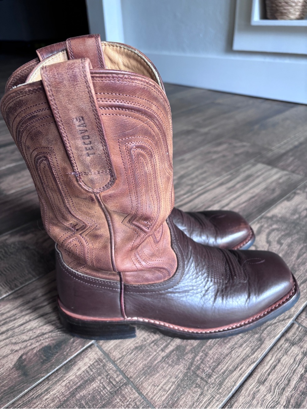 Tecovas Two-Tone Brown Leather Cowboy Boots